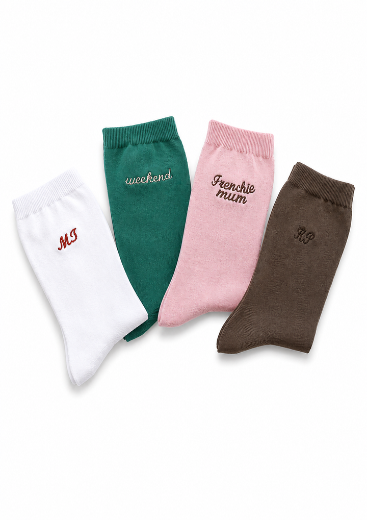Personalised Embroidered Socks: Custom Colourful Name Socks