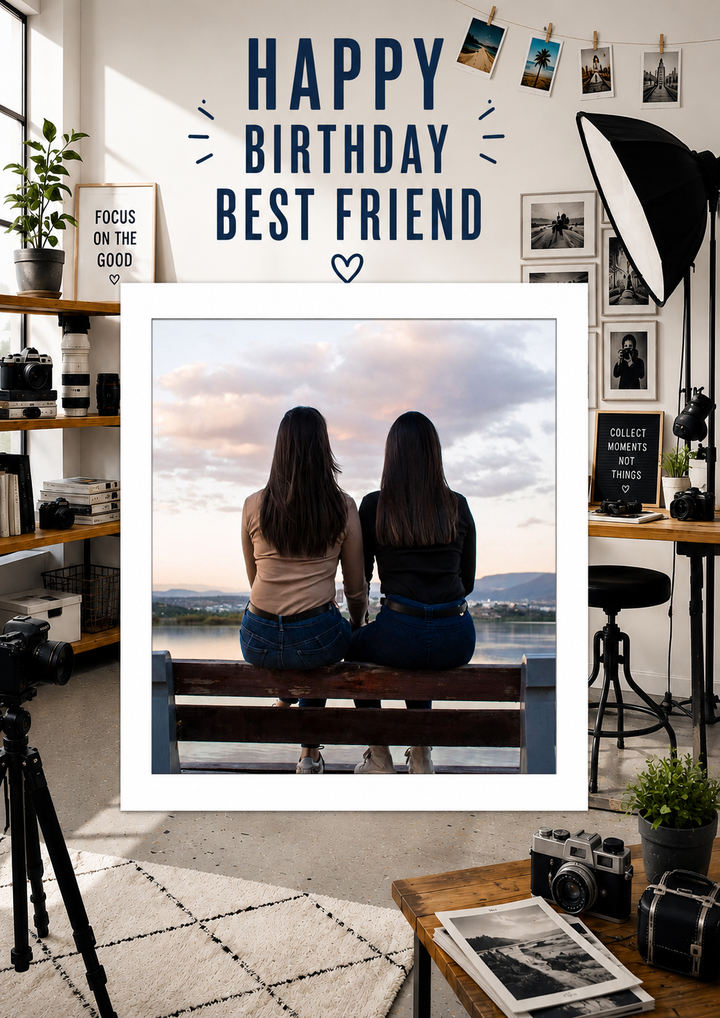 Photography Studio Photo Upload Birthday Card for Best Friend