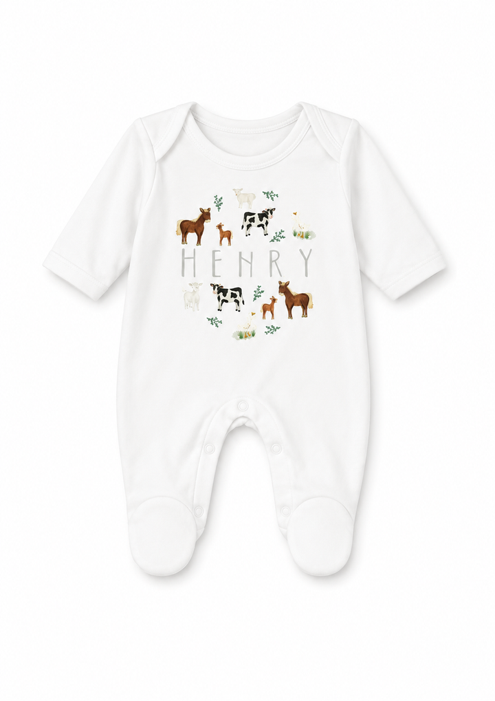 Personalised Farm Animals Baby Outfit