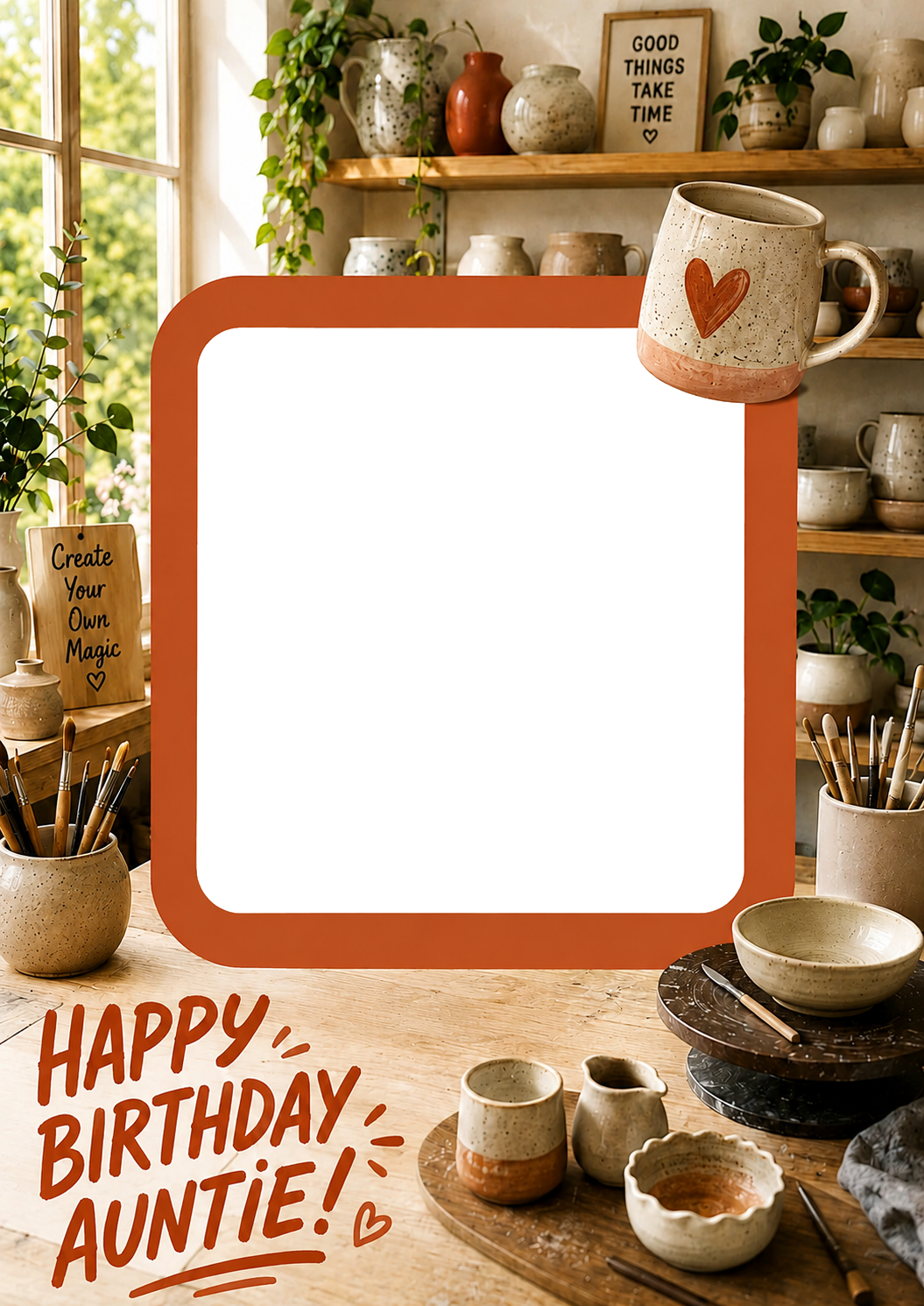 Pottery Studio Photo Upload Birthday Card for Auntie