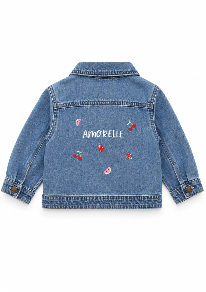 Personalised Red Fruit Denim Jacket