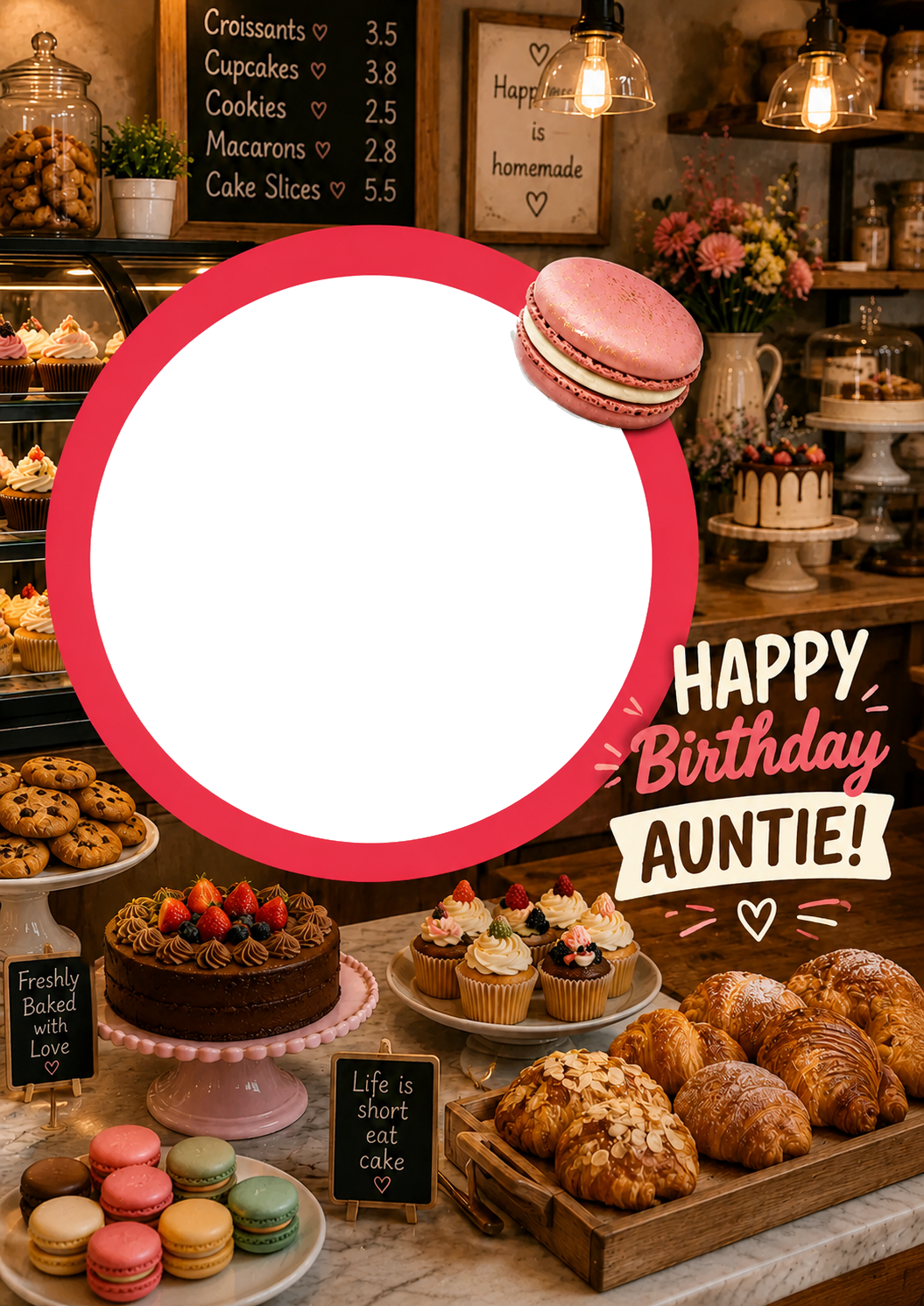 Cake Shop Bakery Photo Upload Birthday Card for Auntie