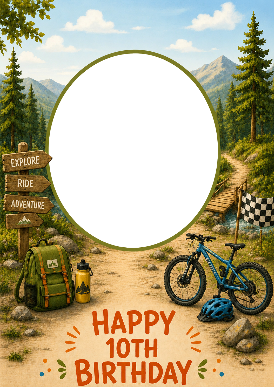 Adventure Awaits Photo Upload 10th Birthday Card