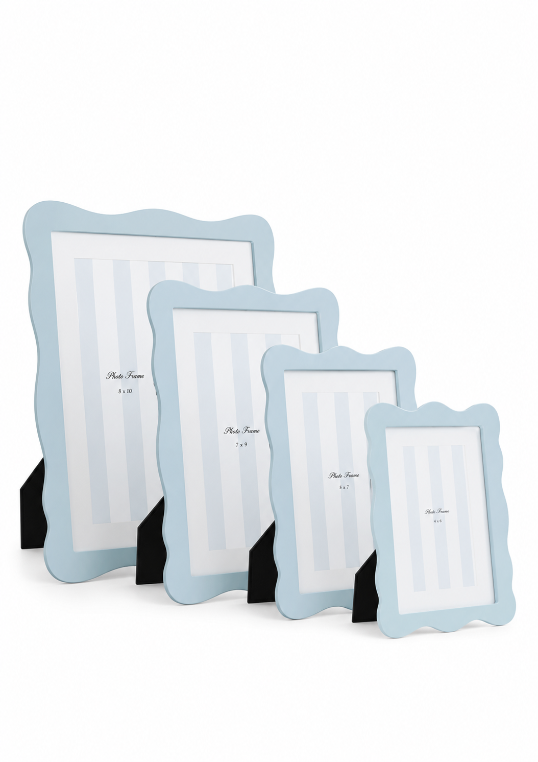 Blue Wavy Wooden Photo Frame