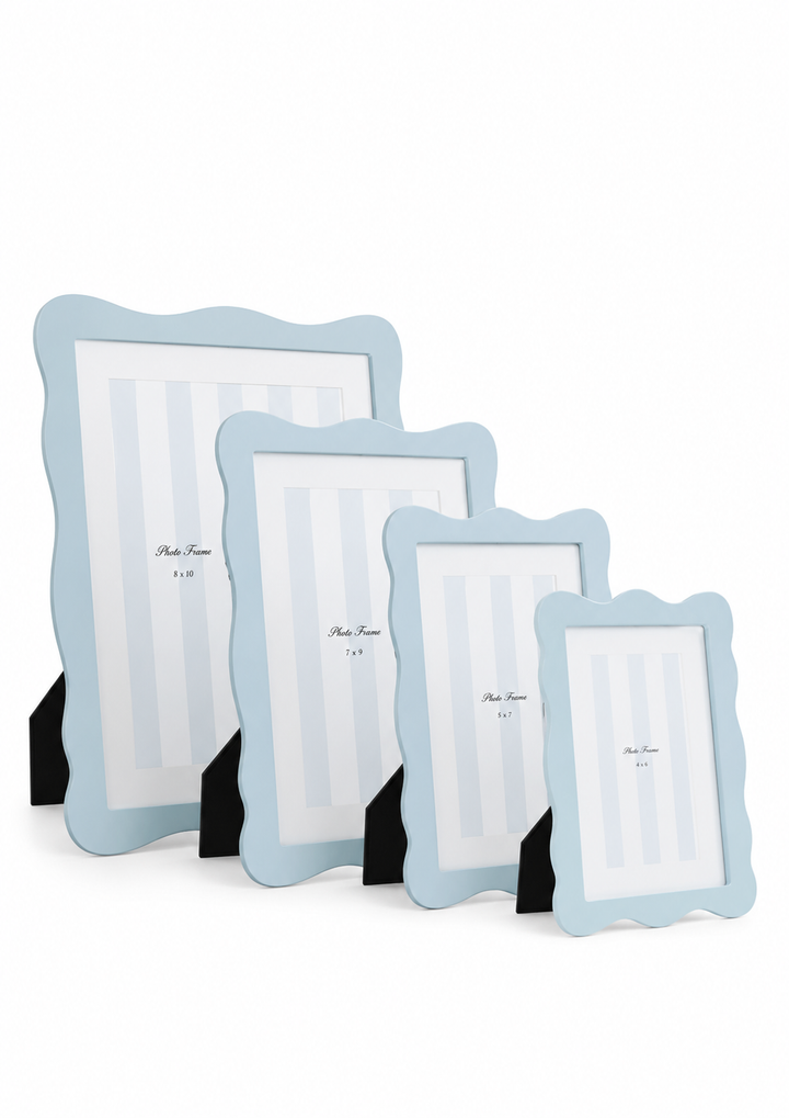 Blue Wavy Wooden Photo Frame