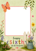 Load image into Gallery viewer, Garden Floral Design 6th Birthday Card
