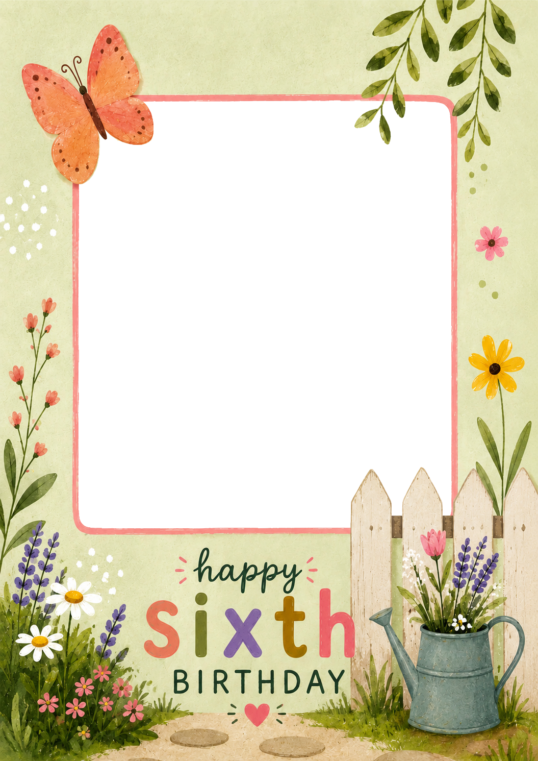 Garden Floral Design 6th Birthday Card