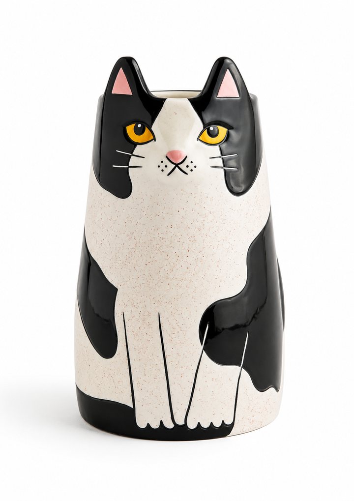 Rockett St George Black/Cream Claude the Cat Vase
