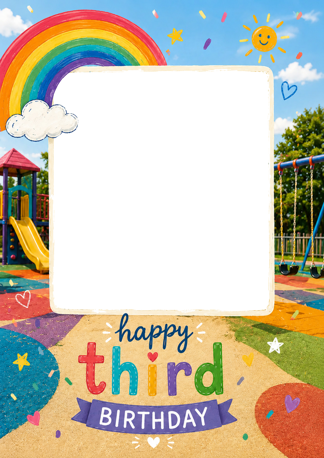 Rainbow Playground 3rd Birthday Card