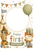 Load image into Gallery viewer, Cute Keepsake Photo Upload First Birthday Card
