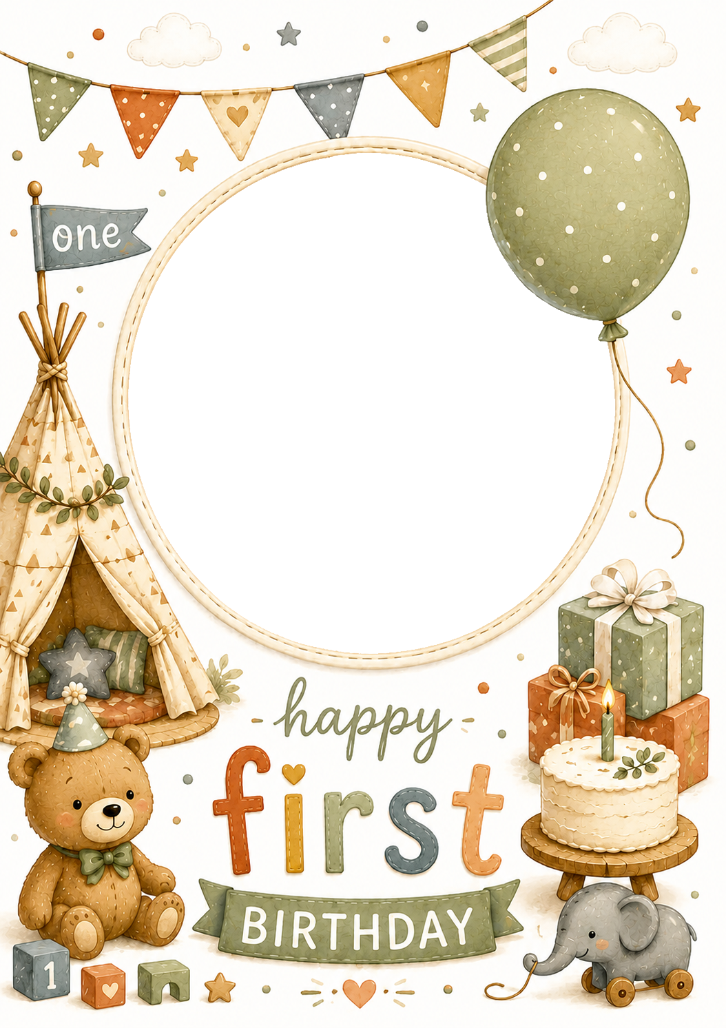 Cute Keepsake Photo Upload First Birthday Card
