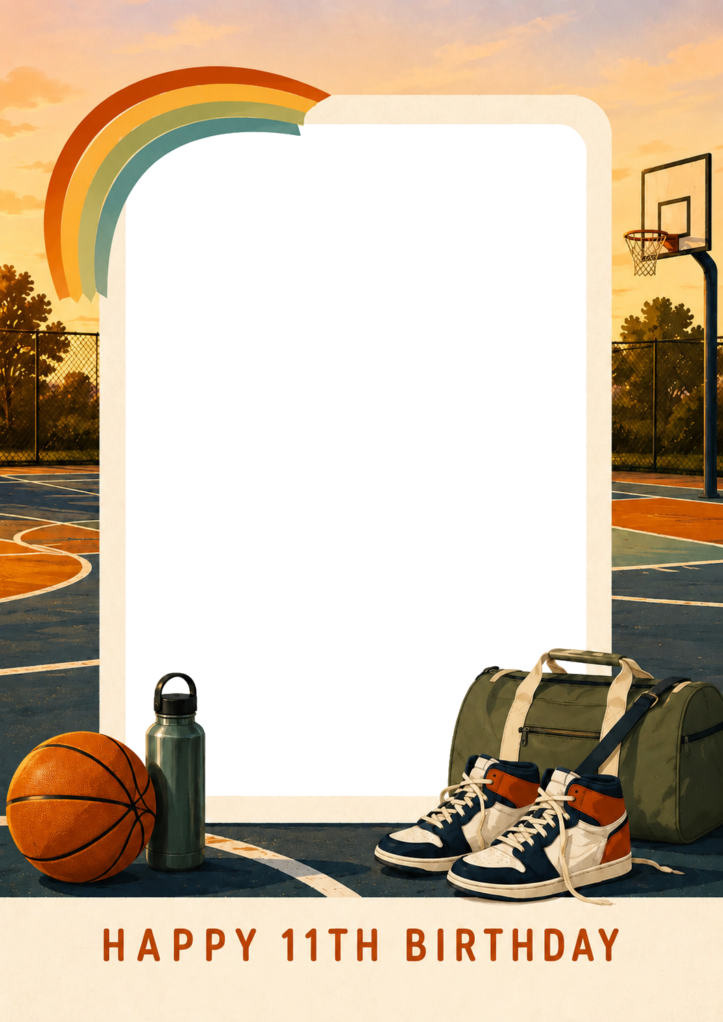 Basketball Court Photo Upload 11th Birthday Card