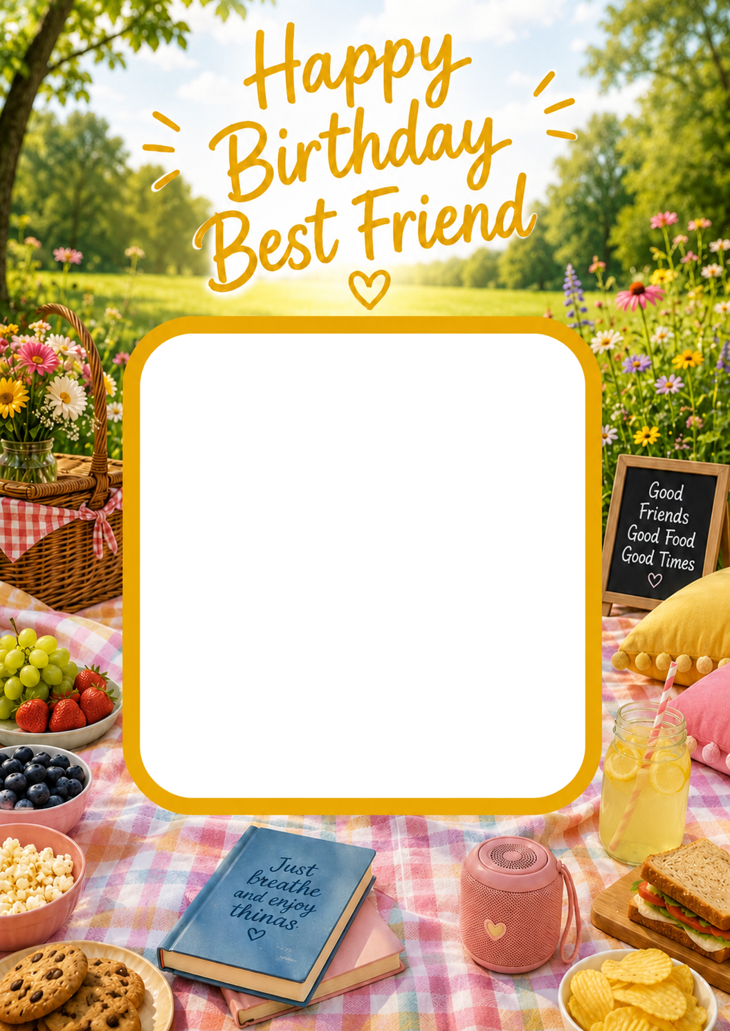 Picnic Photo Upload Birthday Card for Best Friend