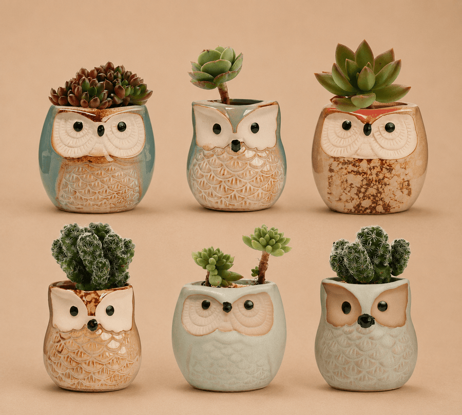T4U 6CM Ceramic Succulent Planter Pots Mini Size Set of 6