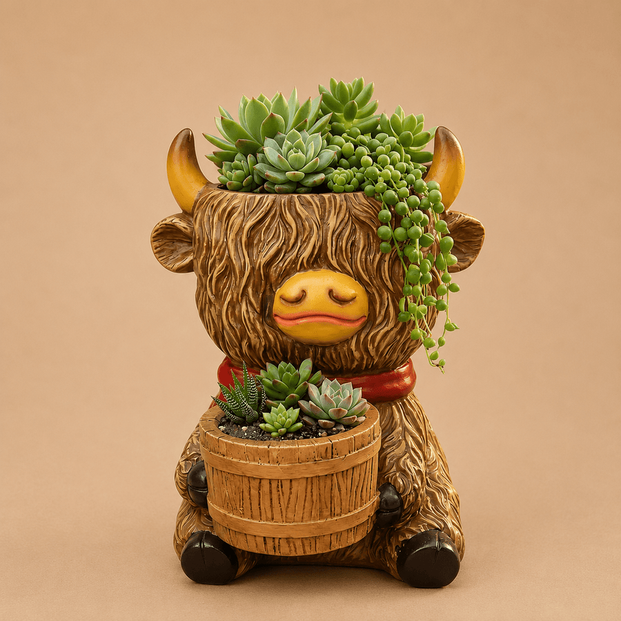 Highland Cow Cute Resin Succulent Flower Planter