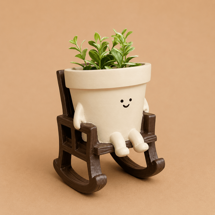 Cute Rocking Chair Plant Pots Large Smily Face Planter