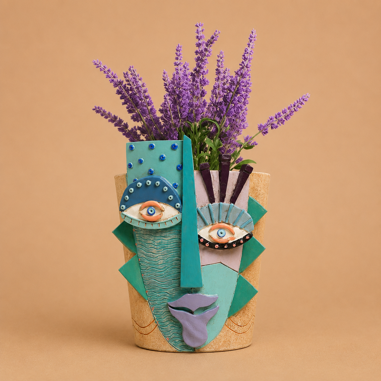 Abstract Face Plant Pot, Picasso Head Planter