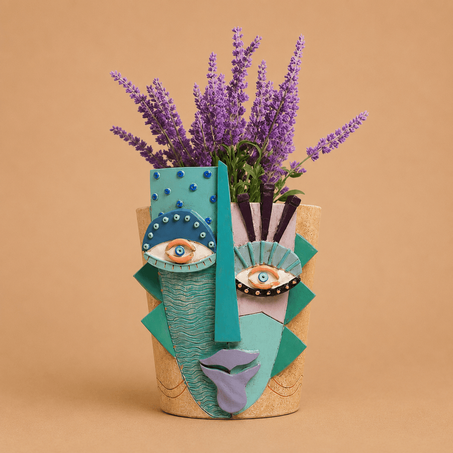 Abstract Face Plant Pot, Picasso Head Planter
