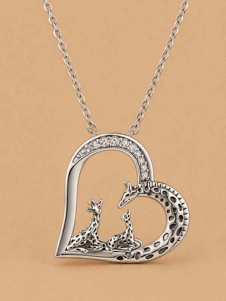 Silver Giraffe Pendant Necklace for Women