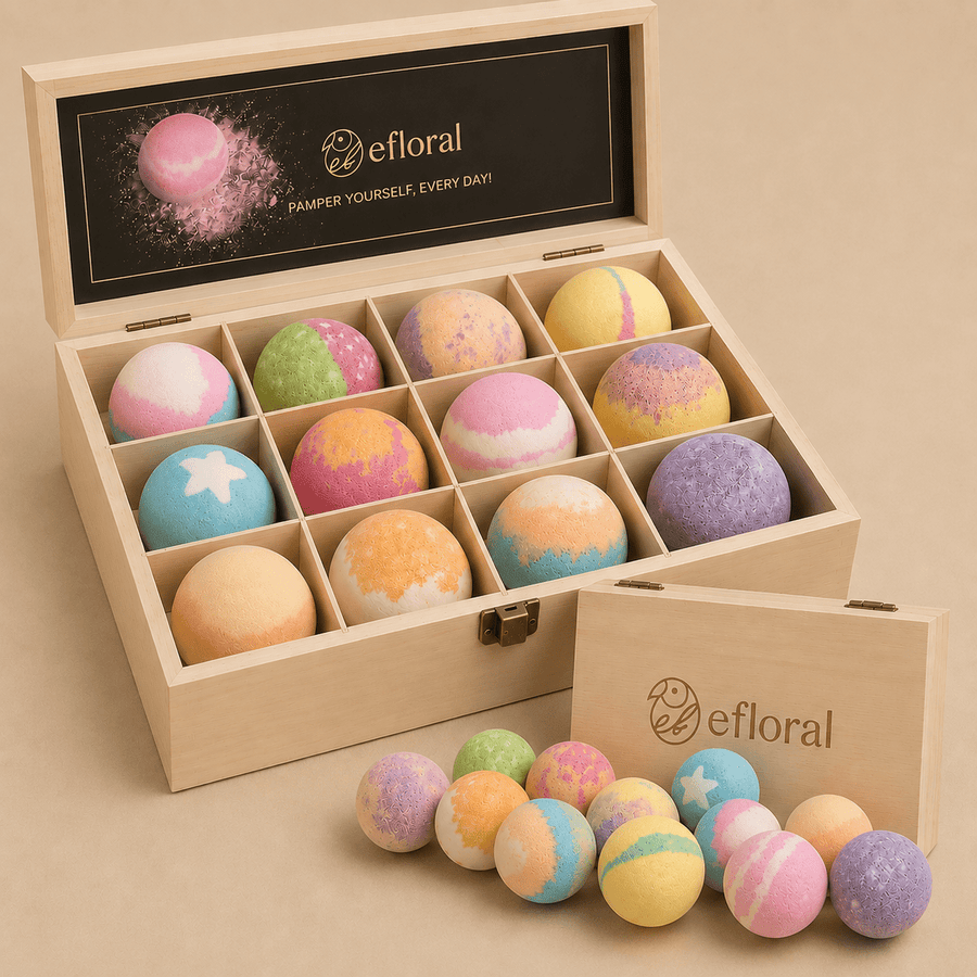 12pcs Bath Bombs Gift Set Retro Wooden Box