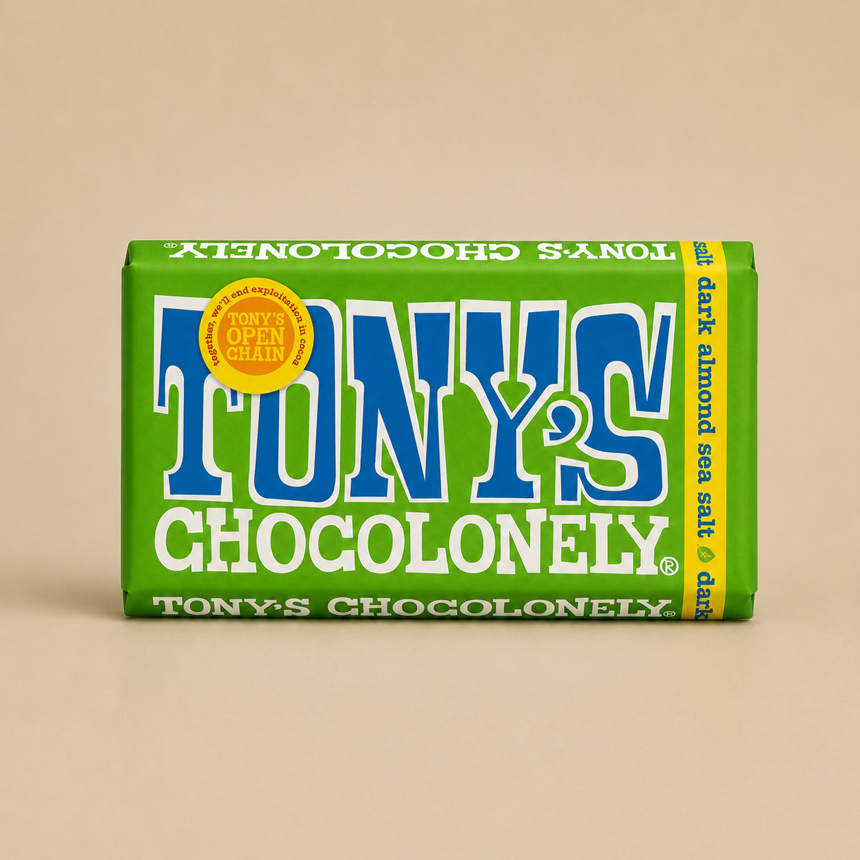 Tony's Chocolonely Dark Almond Sea Salt Chocolate Bar - 180g (51%, Vegan)