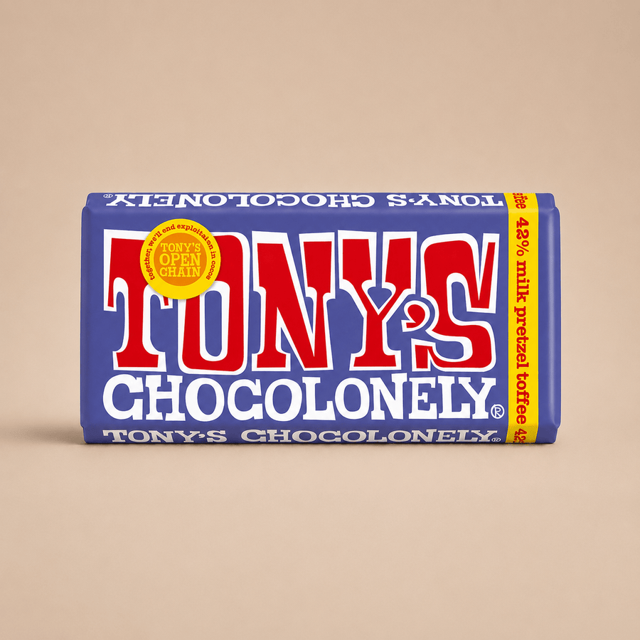 Tony's Chocolonely Dark Milk Pretzel Toffee Chocolate Bar - 180g (42%, Vegetarian)