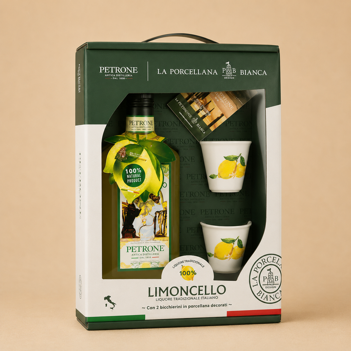 Limoncello Gift Set with 2 Porcelain Beakers (50cl)