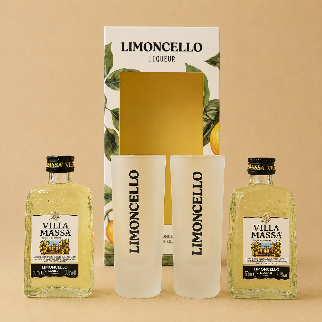 Villa Massa Limoncello Gift Set with Branded Shot Glasses (2 x 5cl)