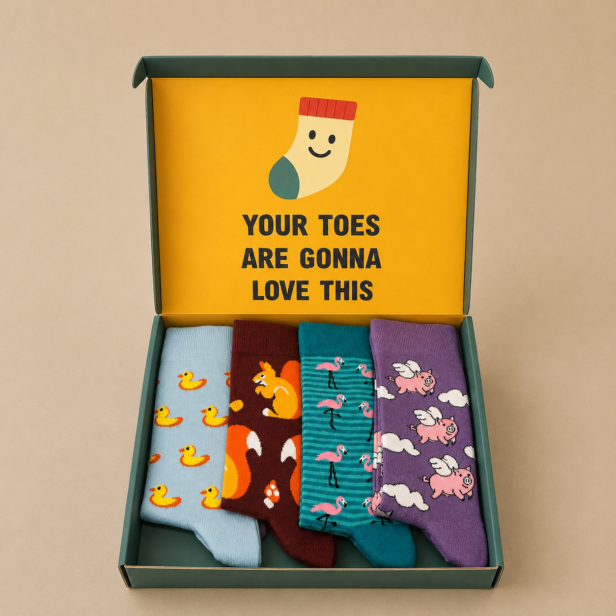 Funny Animal Socks Gift Box – 4 Pairs