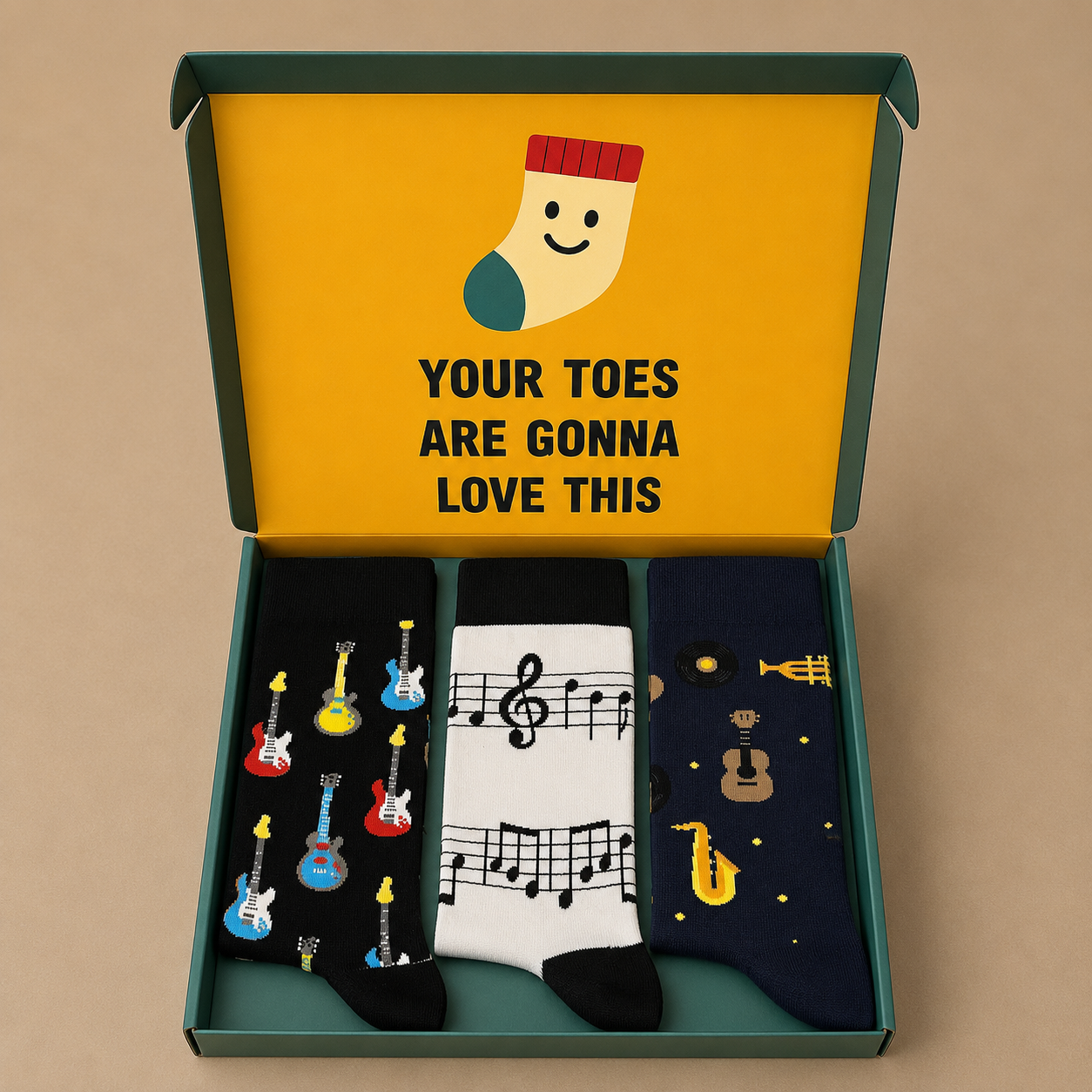 Music-Themed Socks Gift Box – 3 Pairs
