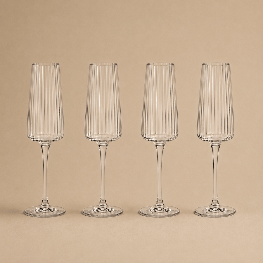 Premium Glass Flutes - Set of 4