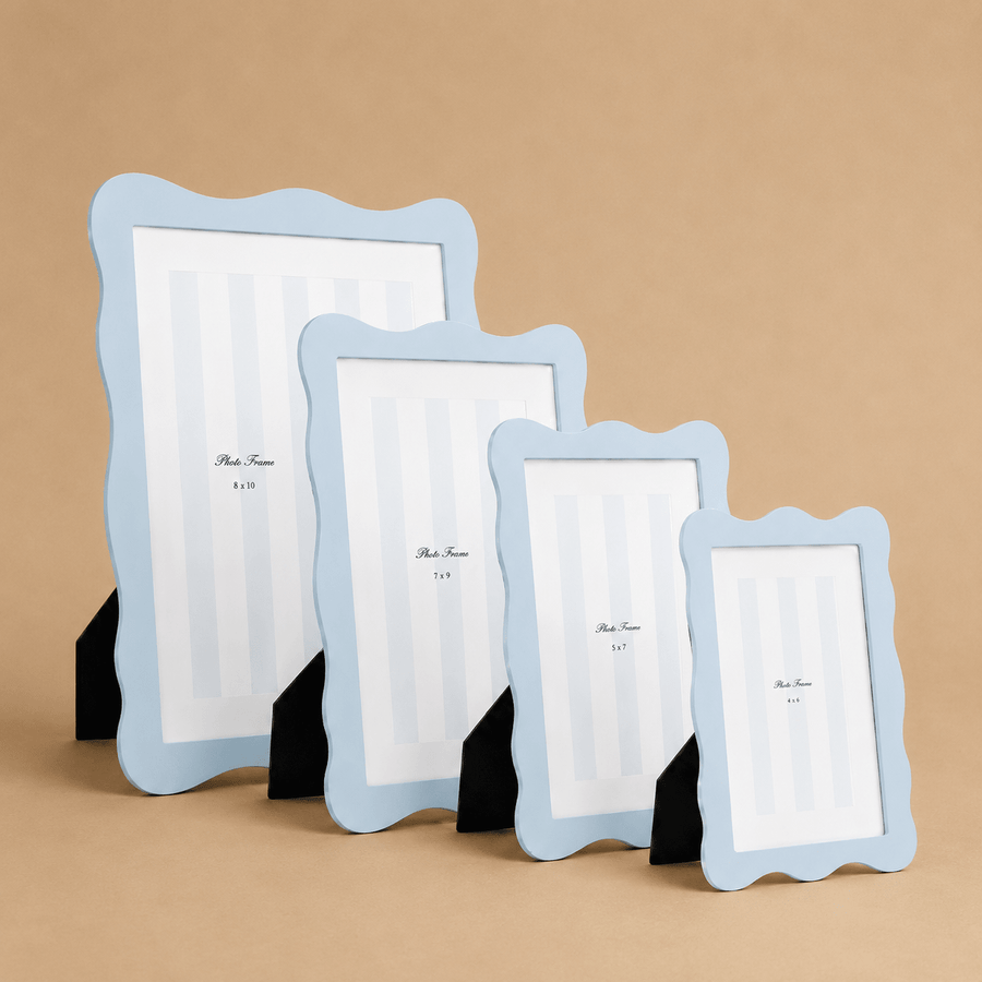 Blue Wavy Wooden Photo Frame