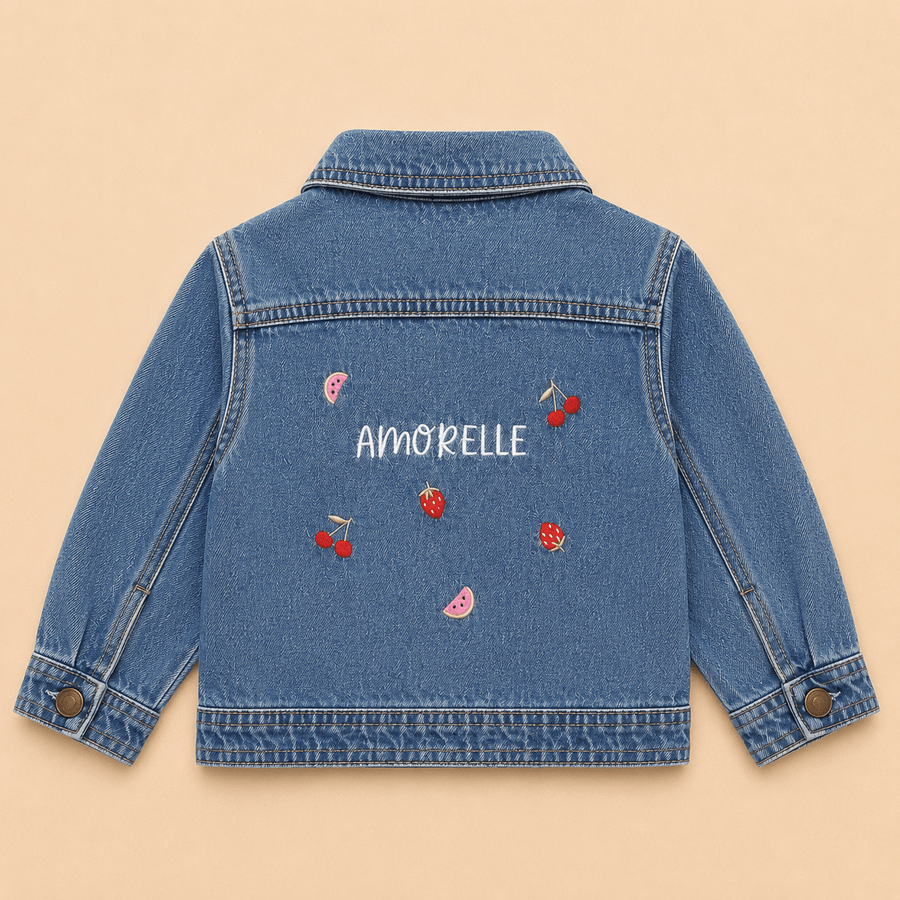 Personalised Red Fruit Denim Jacket