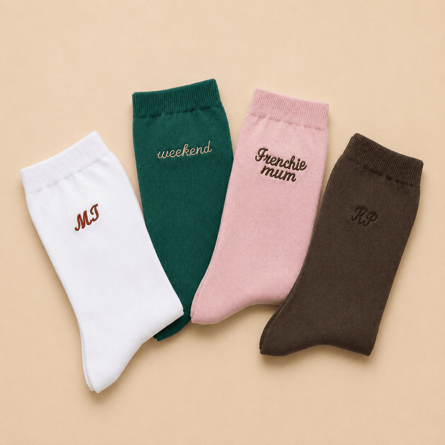 Personalised Embroidered Socks: Custom Colourful Name Socks