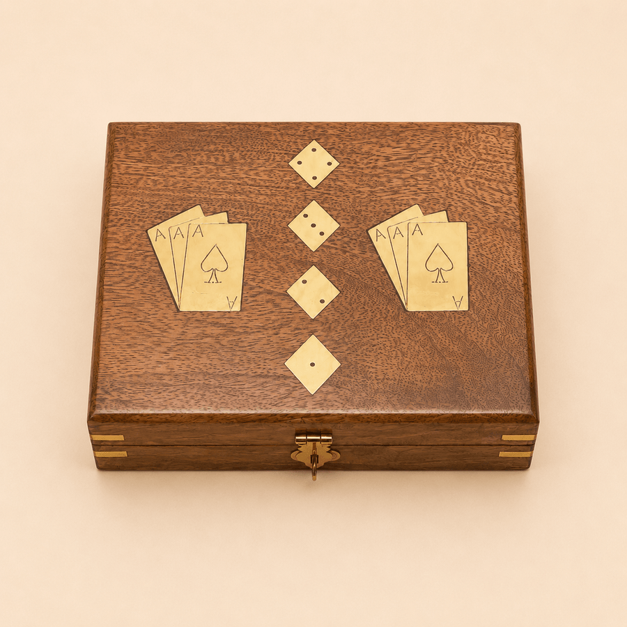 Widdop Brown Harvey Makin Wooden Games Set Cards with Dice