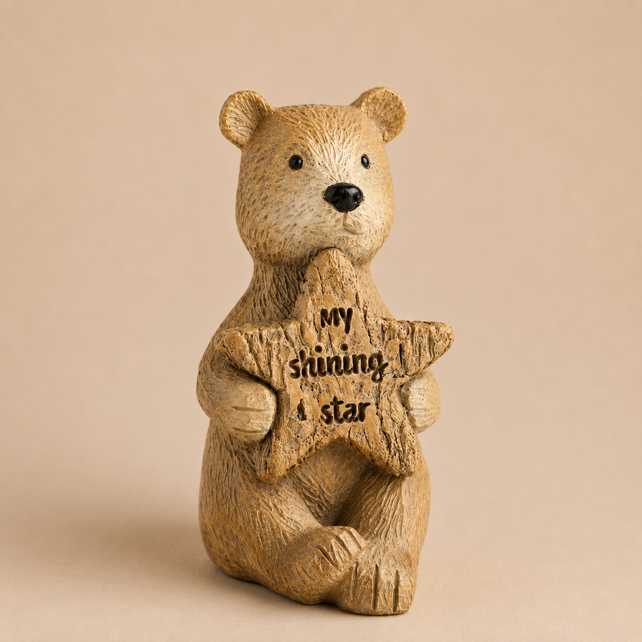 Natural Extra Small Bertie The Bear Shining Star Ornament