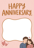 Load image into Gallery viewer, Cute Illustrated Couple Photo Upload Anniversary Card

