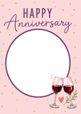 Load image into Gallery viewer, Pink Wine Glasses Cheers Photo Upload Anniversary Card
