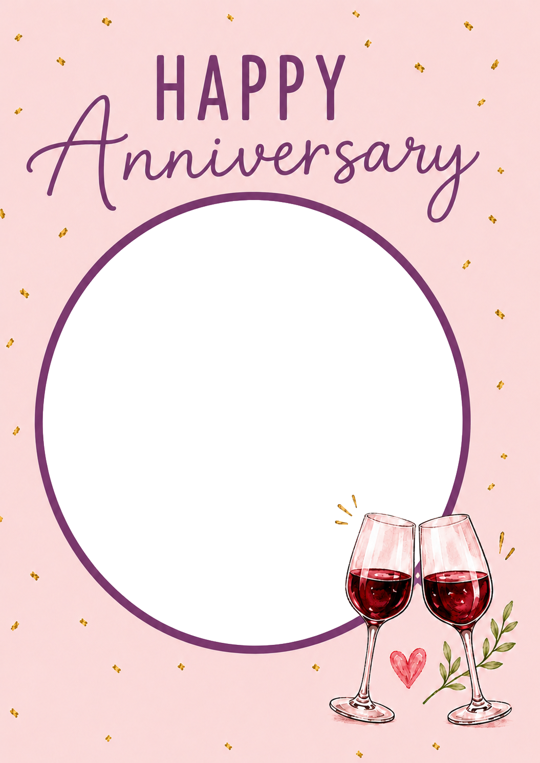 Pink Wine Glasses Cheers Photo Upload Anniversary Card