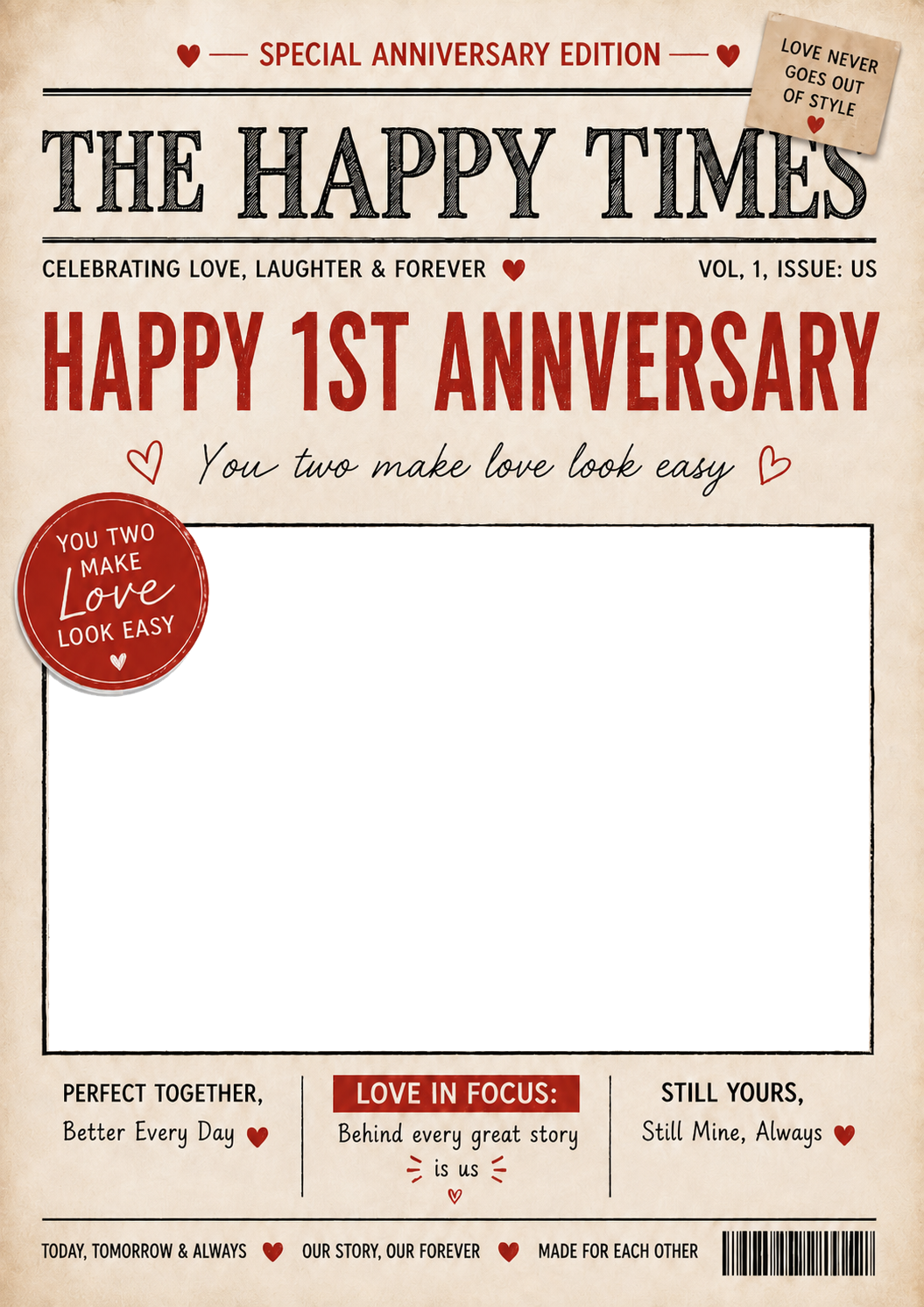 Newspaper Front Page Photo Upload Anniversary Card