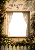 Load image into Gallery viewer, Romantic Cottage Window Floral Photo Upload Anniversary Card
