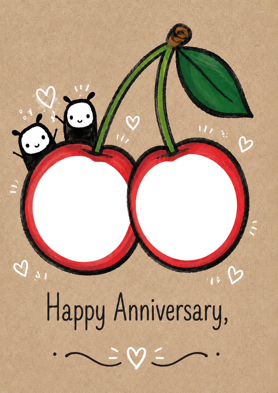 Cute Cherry Ladybird Photo Upload Anniversary Card