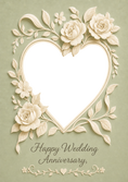 Load image into Gallery viewer, Cream Floral Heart Photo Upload Anniversary Card for Cousin
