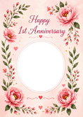 Load image into Gallery viewer, Pink Floral 1st Photo Upload Anniversary Card

