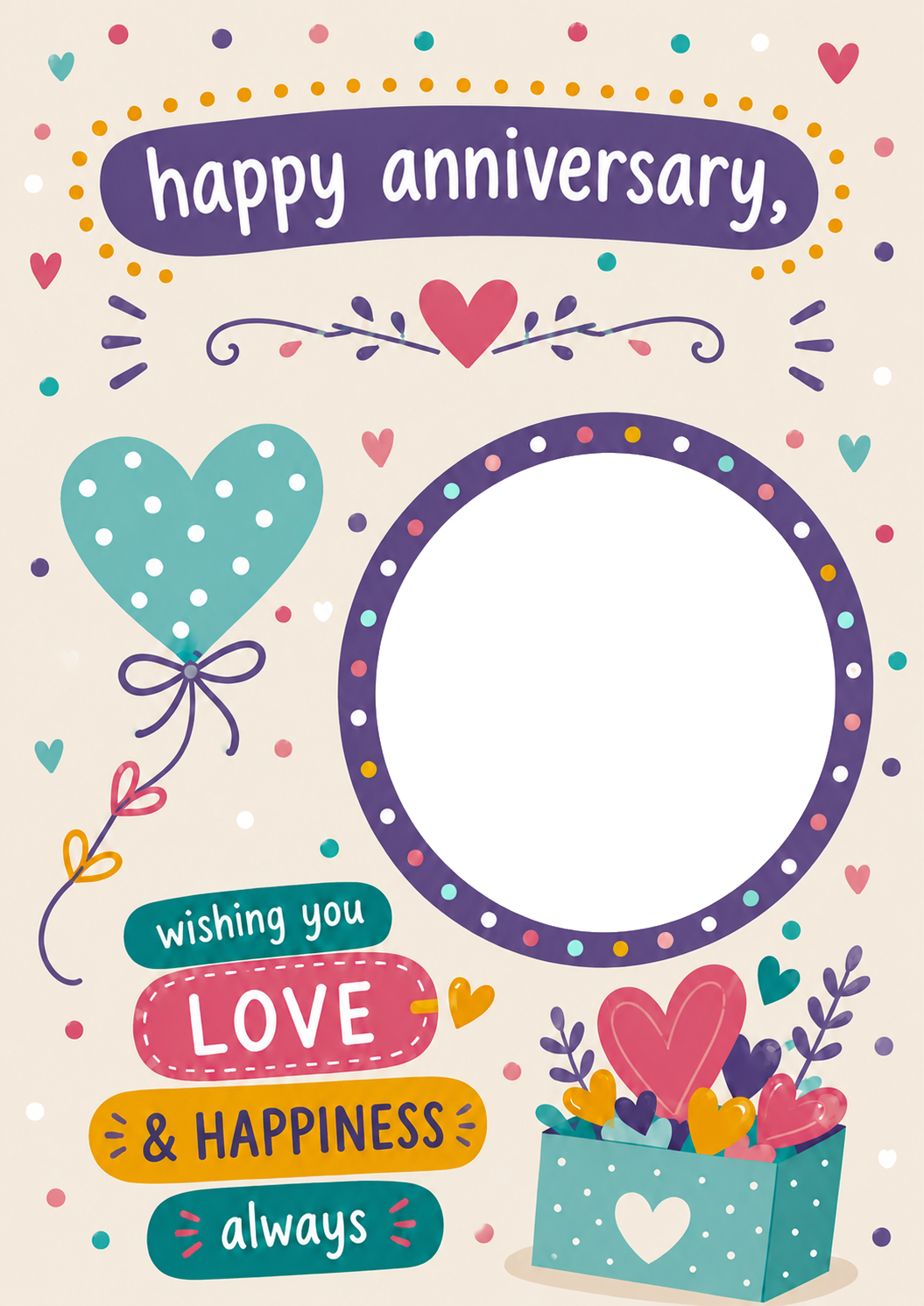 Happy Anniversary Love & Happiness Photo Upload Anniversary Card