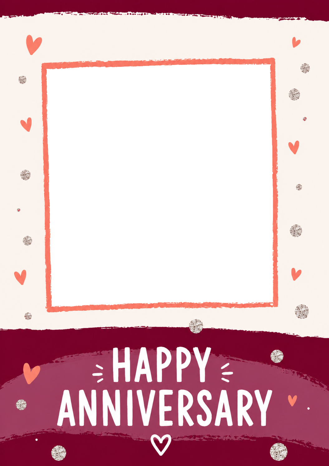 Red Hearts Confetti Photo Upload Anniversary Card for Her