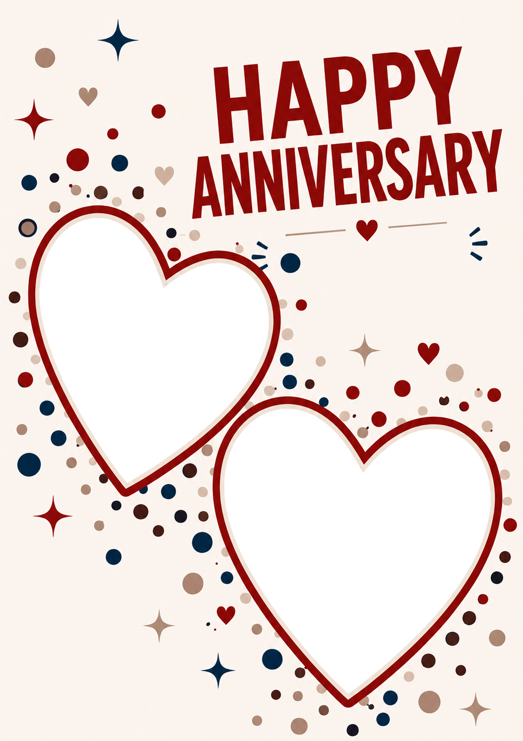 Confetti Hearts Two Photo Upload Anniversary Card for Her
