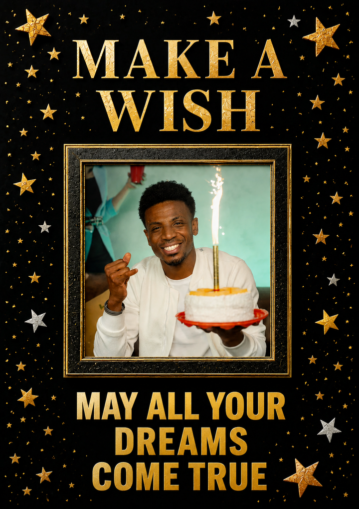 Make a Wish Photo Upload Birthday Card for Him