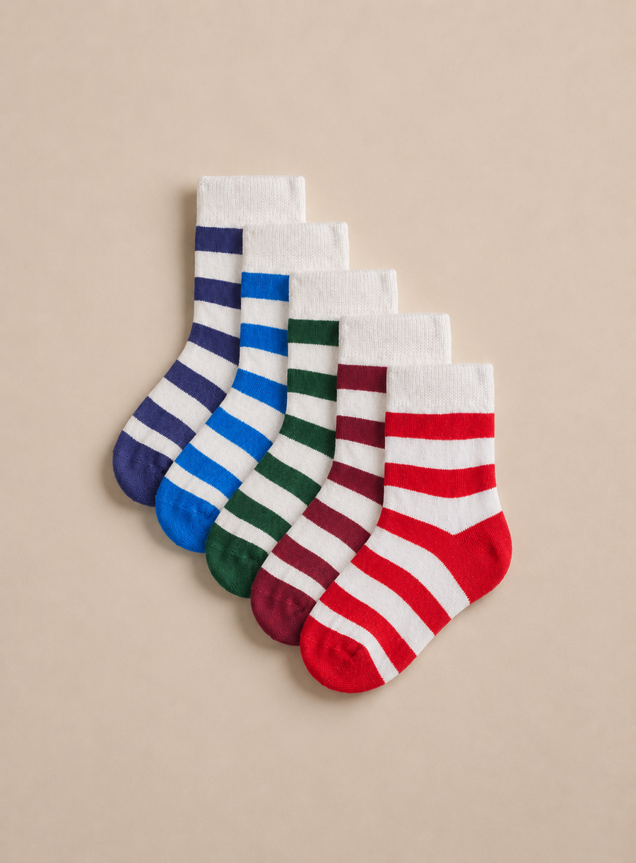 Grey Striped Ankle Socks 5 Pack 9-12 Infant