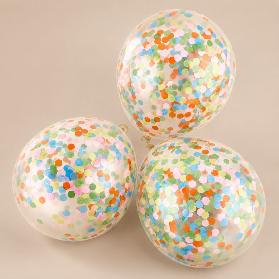 Multicoloured Confetti Balloons - Pack Of 6
